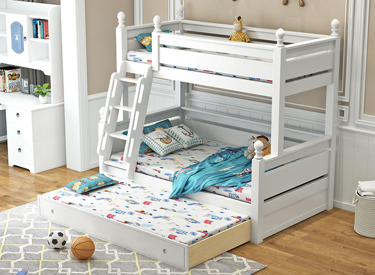 橡膠木爬梯子母床