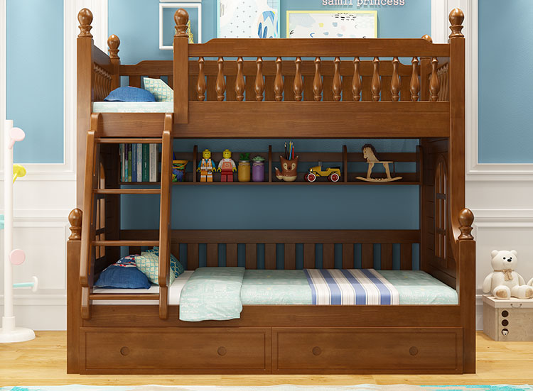 橡膠木小房子爬梯子母床