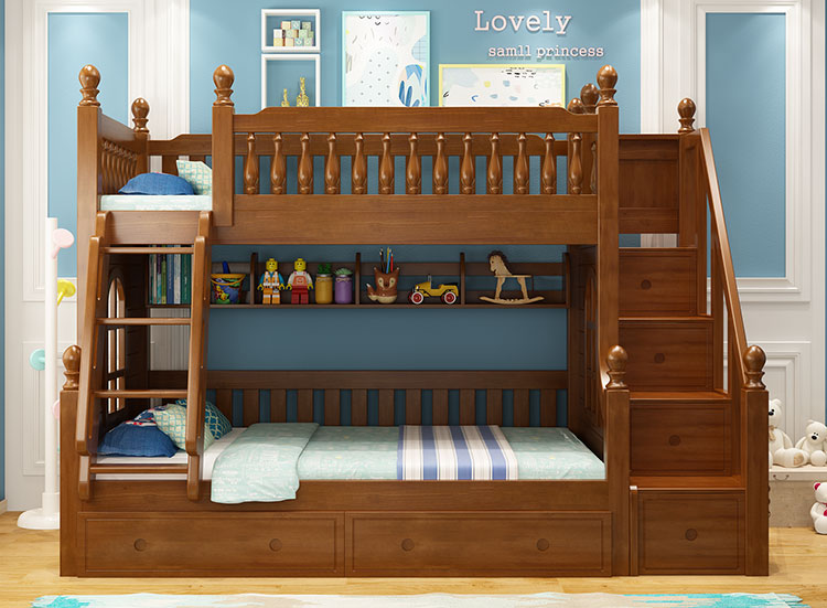 橡膠木小房子梯柜子母床